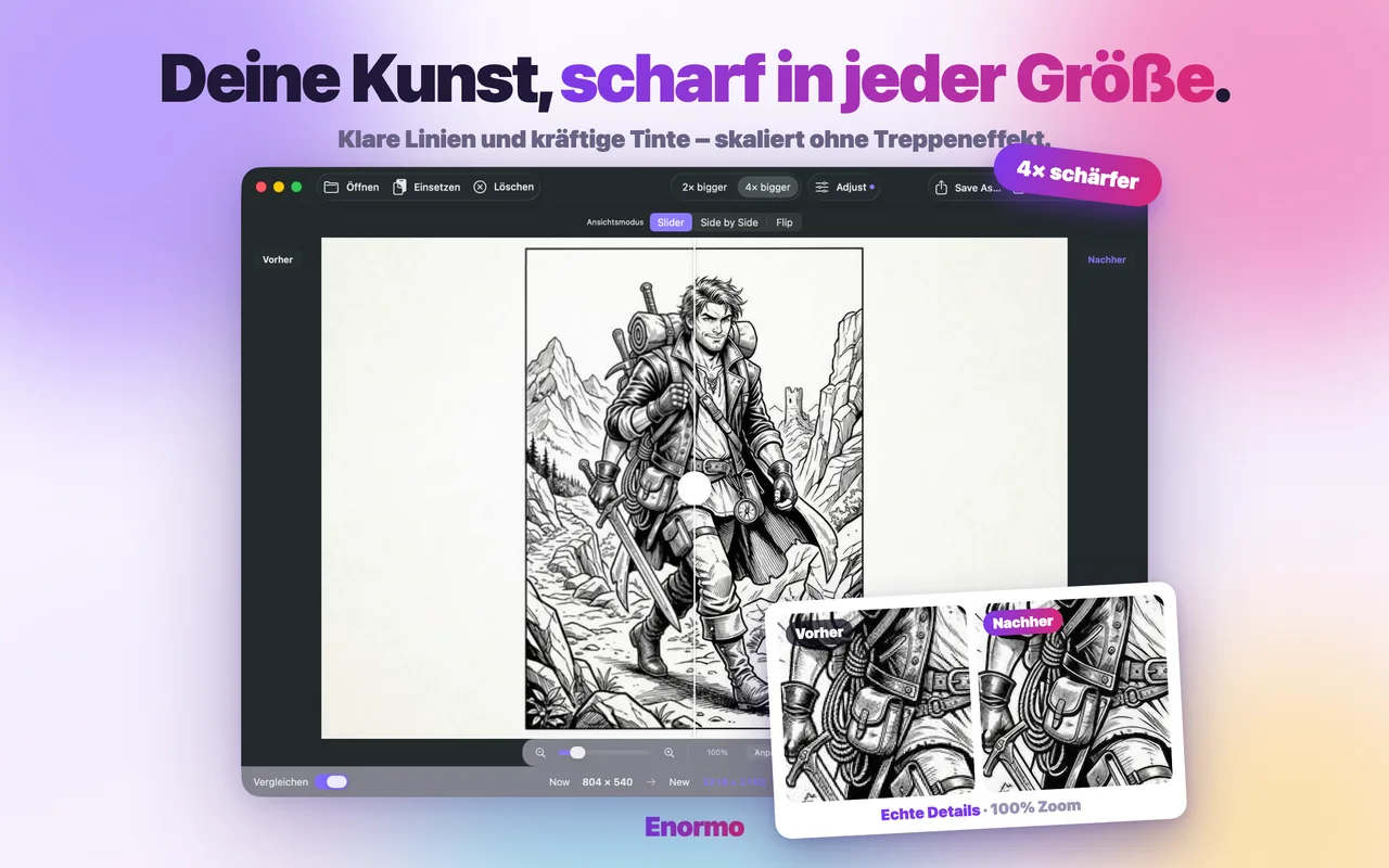 Enormo skaliert eine Illustration hoch