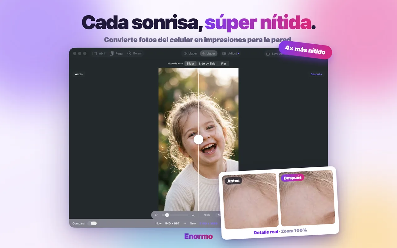 Enormo restaurando una foto familiar antigua