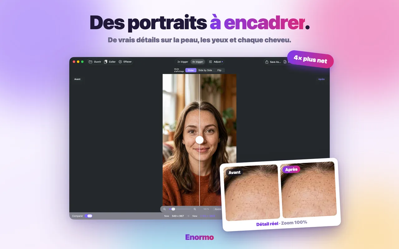 Enormo restaure les détails d'un portrait