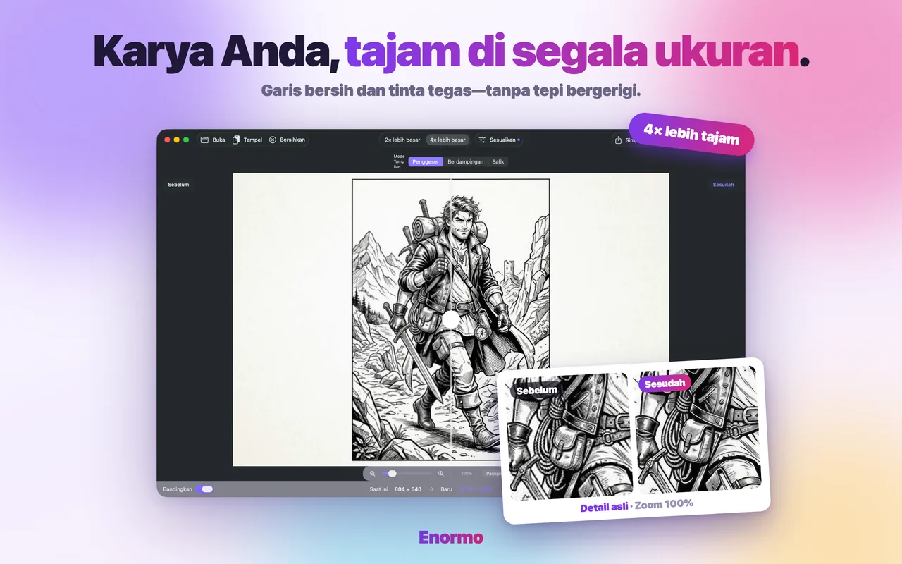 Enormo meningkatkan resolusi ilustrasi