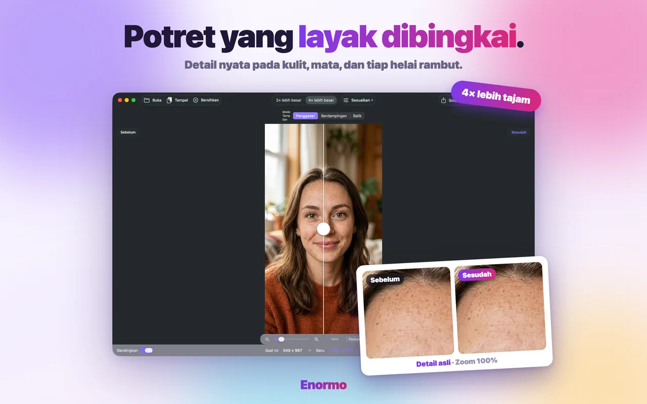 Enormo memulihkan detail pada foto potret