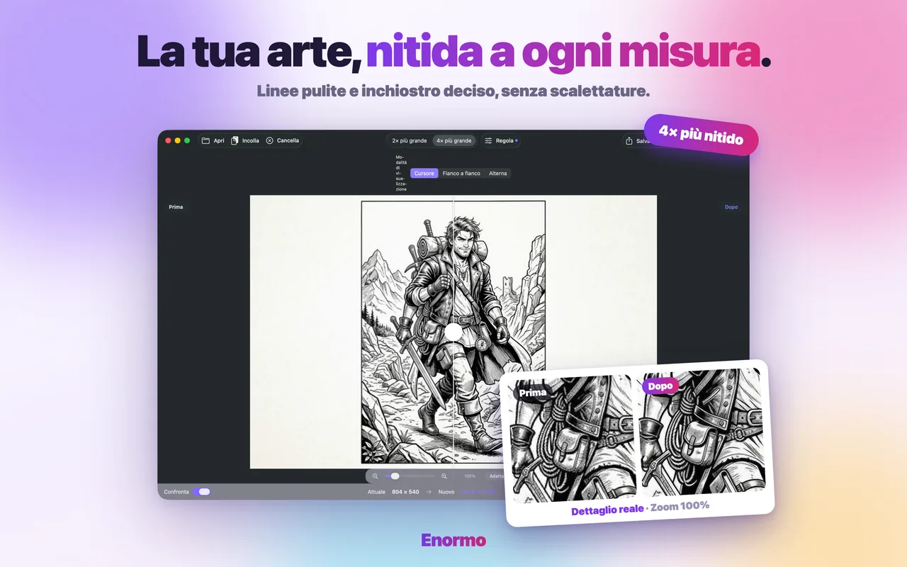 Enormo fa l’upscaling di un’illustrazione