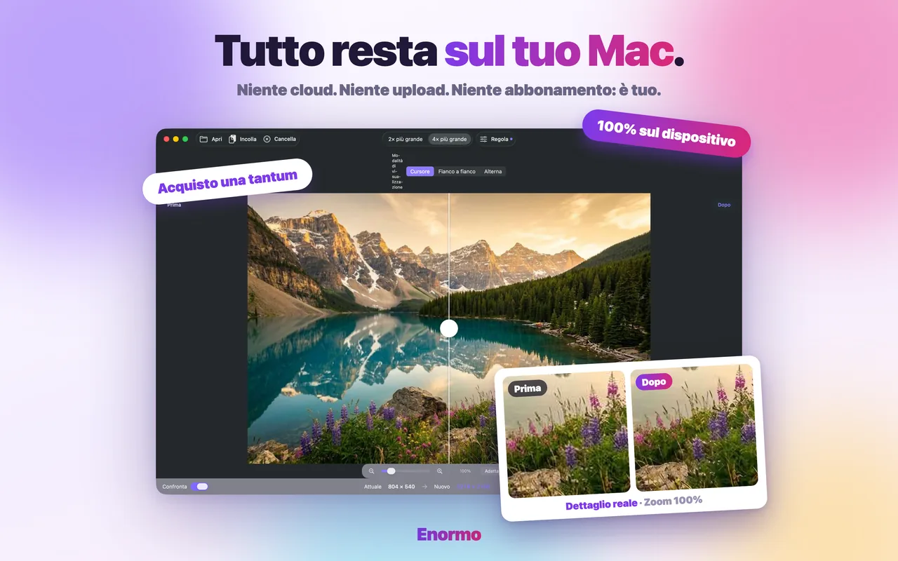Enormo elabora le foto in modo privato su un Mac